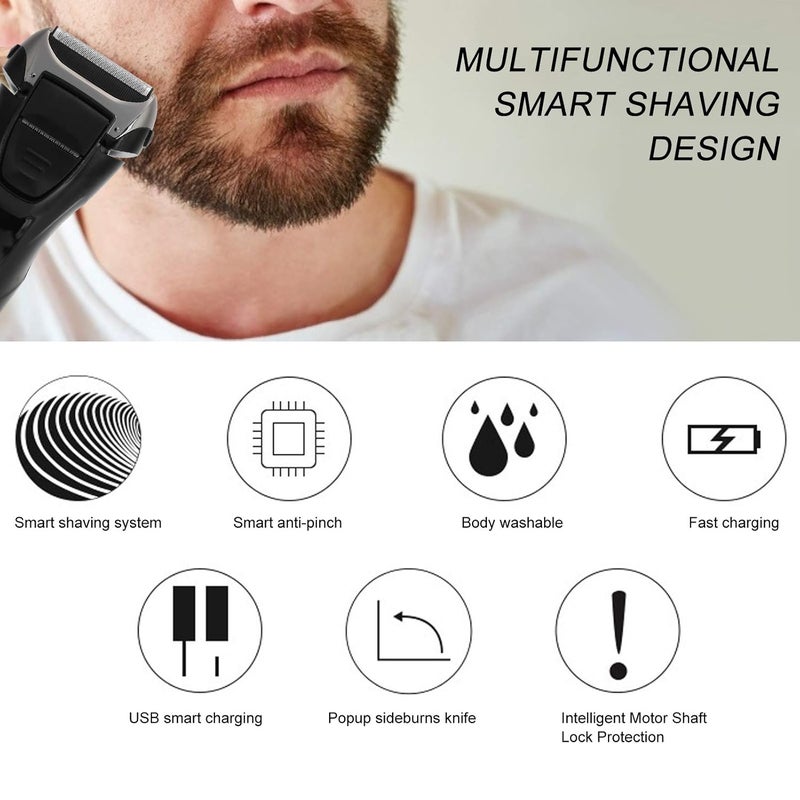 woobles Cordless USB Charging Men Waterproof Electric Shaver, Portable Beard Trimmer Razor for Home Daily Use or Salon - Image 2